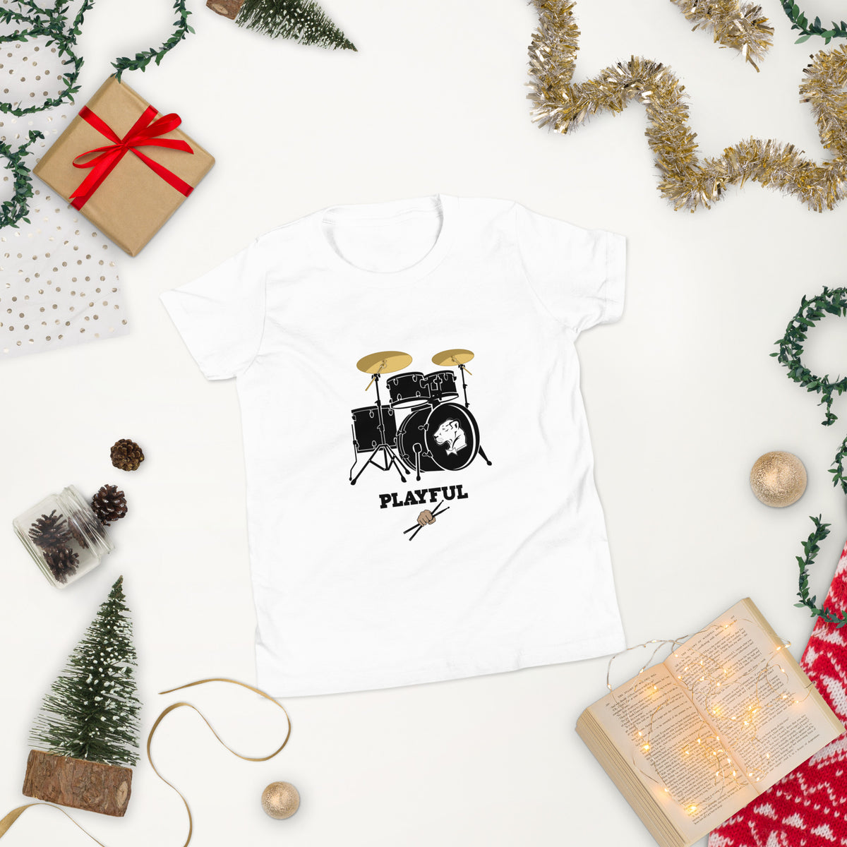 Playful Drummer Youth Short Sleeve T-Shirt