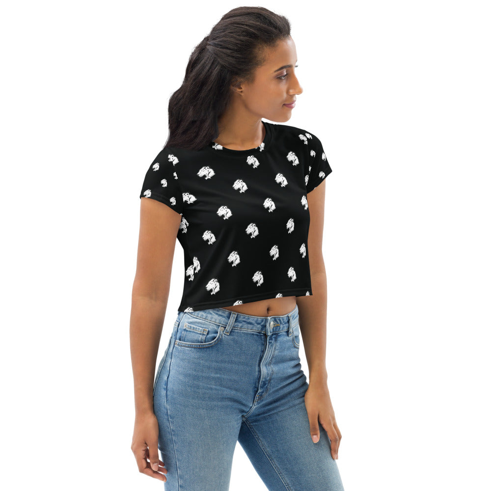 Playful Logo All-Over Print Crop Tee