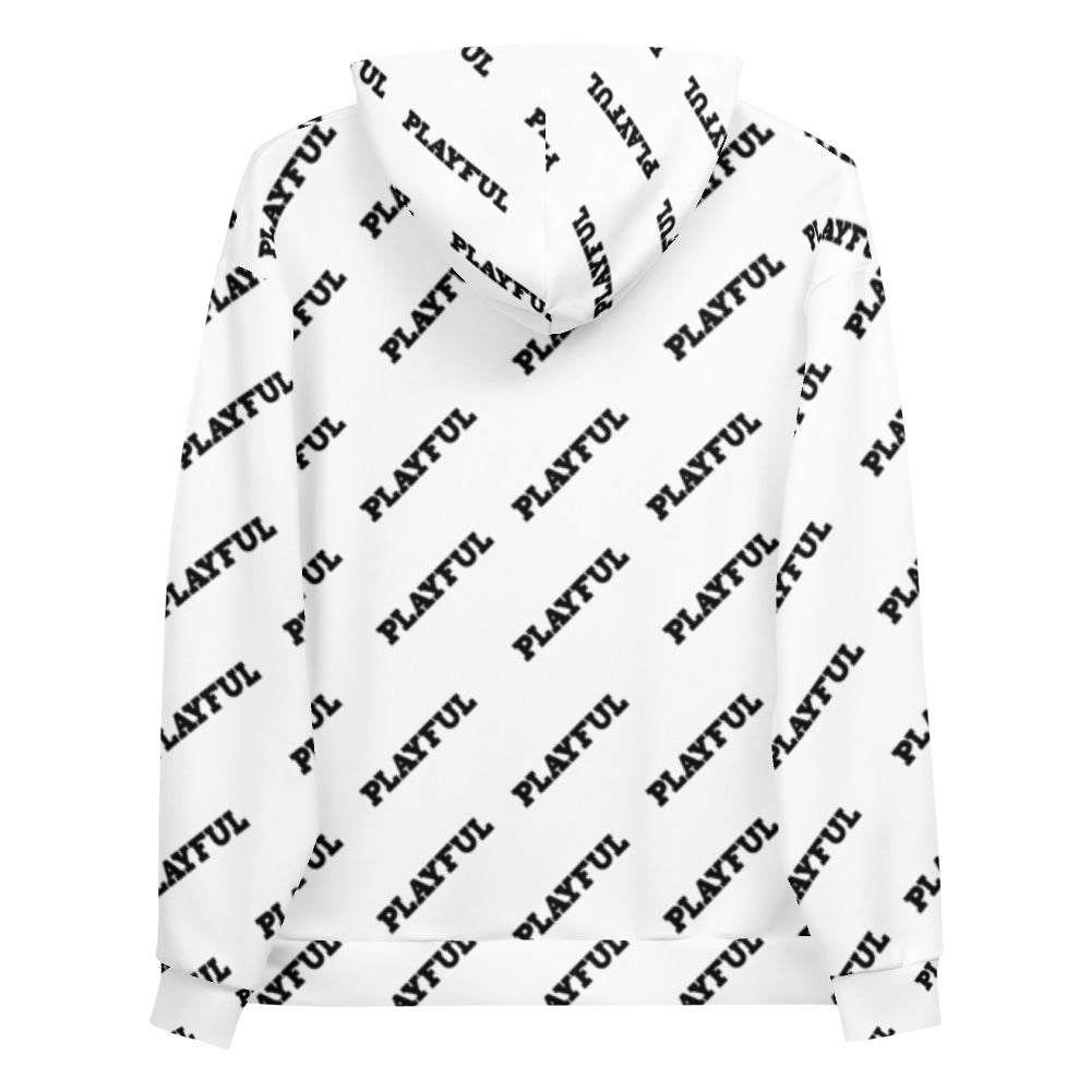 Playful White All Over Print (Unisex) Hoodie