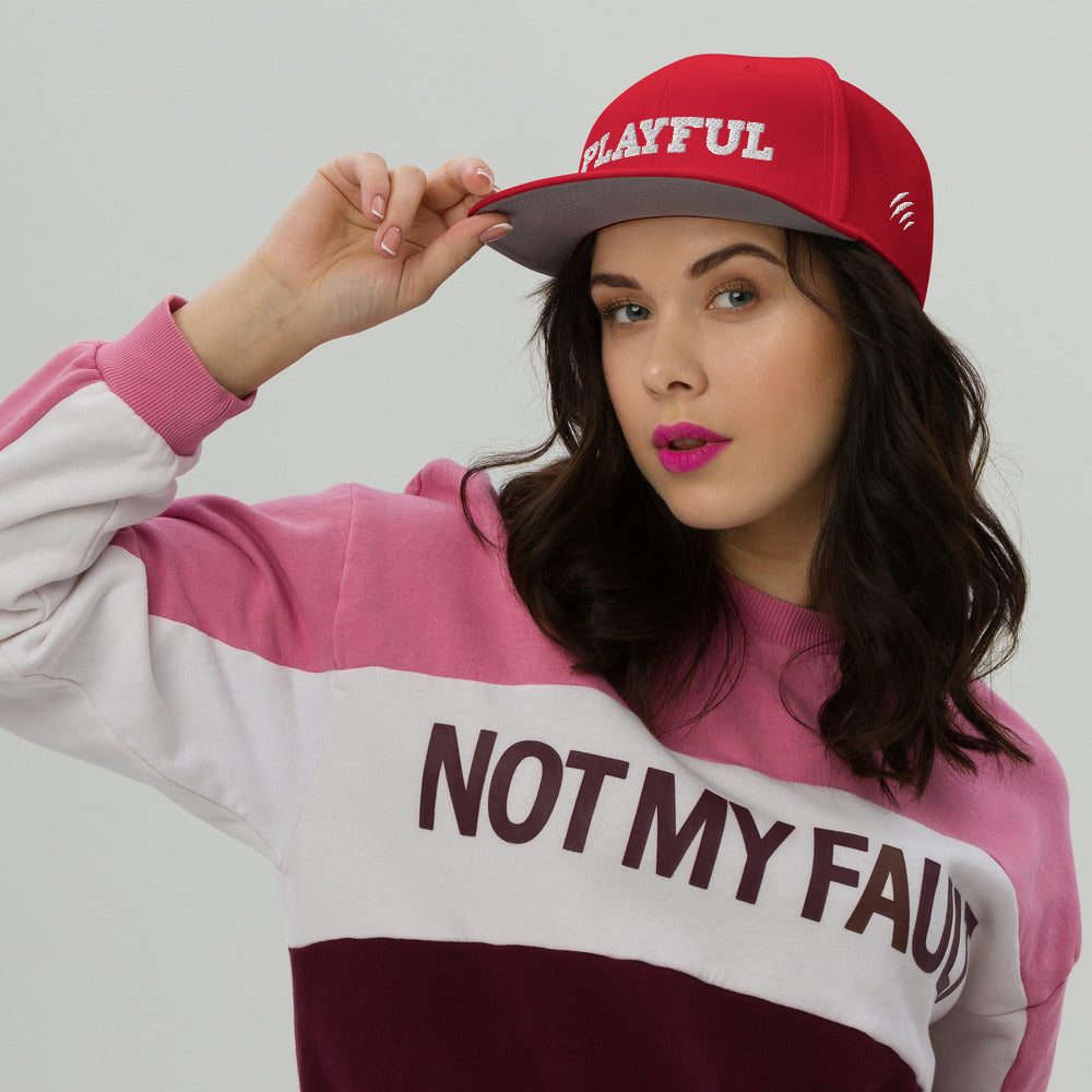 Playful Embroidered Snapback Hat