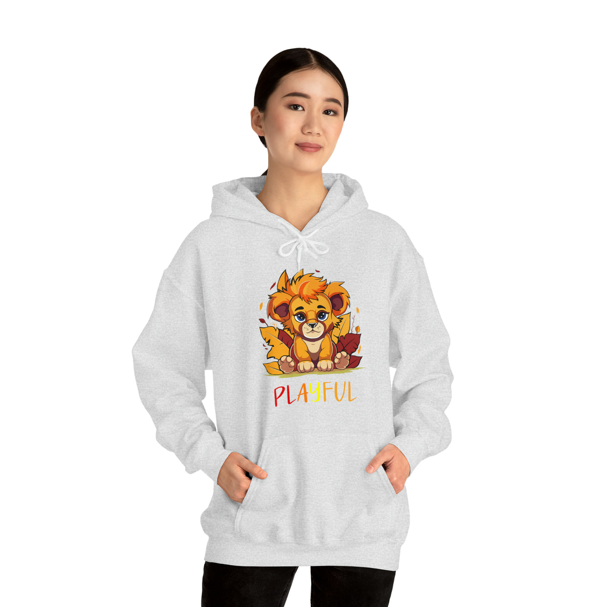 Playful Lion Cub Fall (Unisex) Heavy Blend™ Hooded Sweatshirt