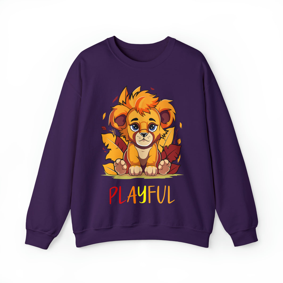 Playful Lion Cub Fall (Unisex) Heavy Blend™ Crewneck Sweatshirt