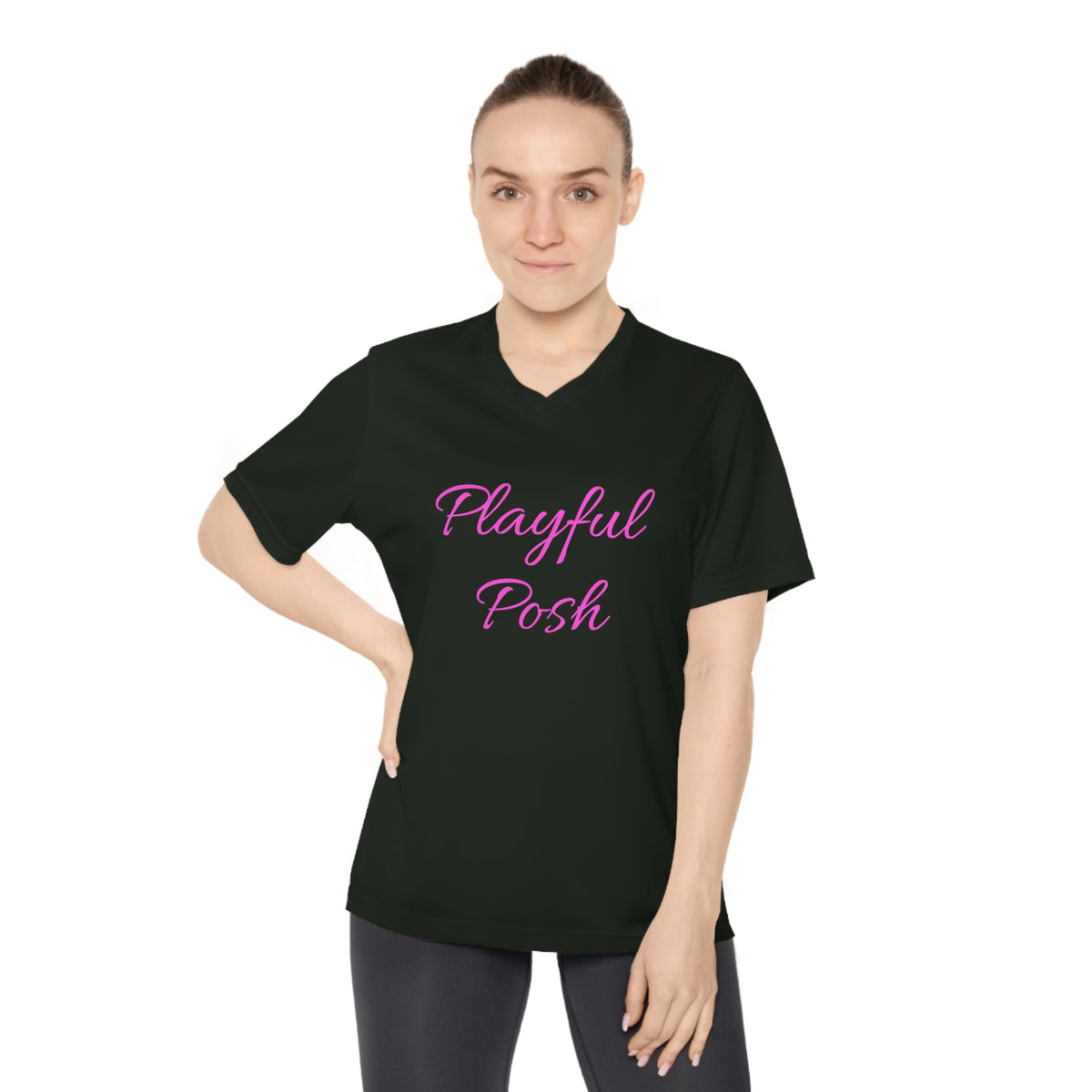 Playful Posh Ladies Performance V-Neck T-Shirt