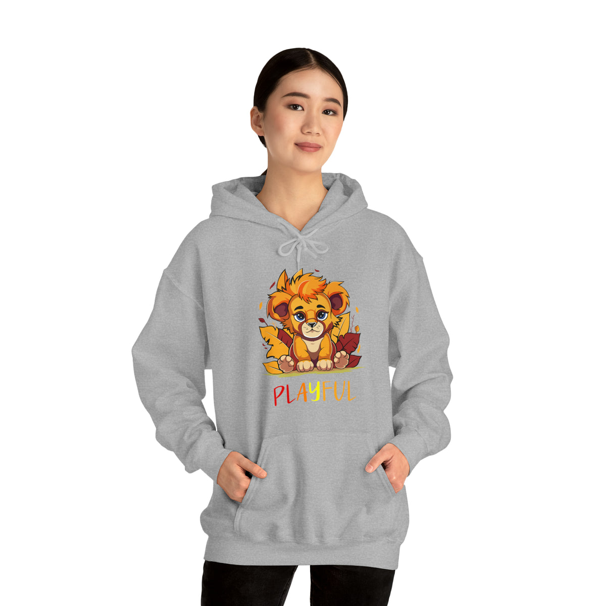 Playful Lion Cub Fall (Unisex) Heavy Blend™ Hooded Sweatshirt