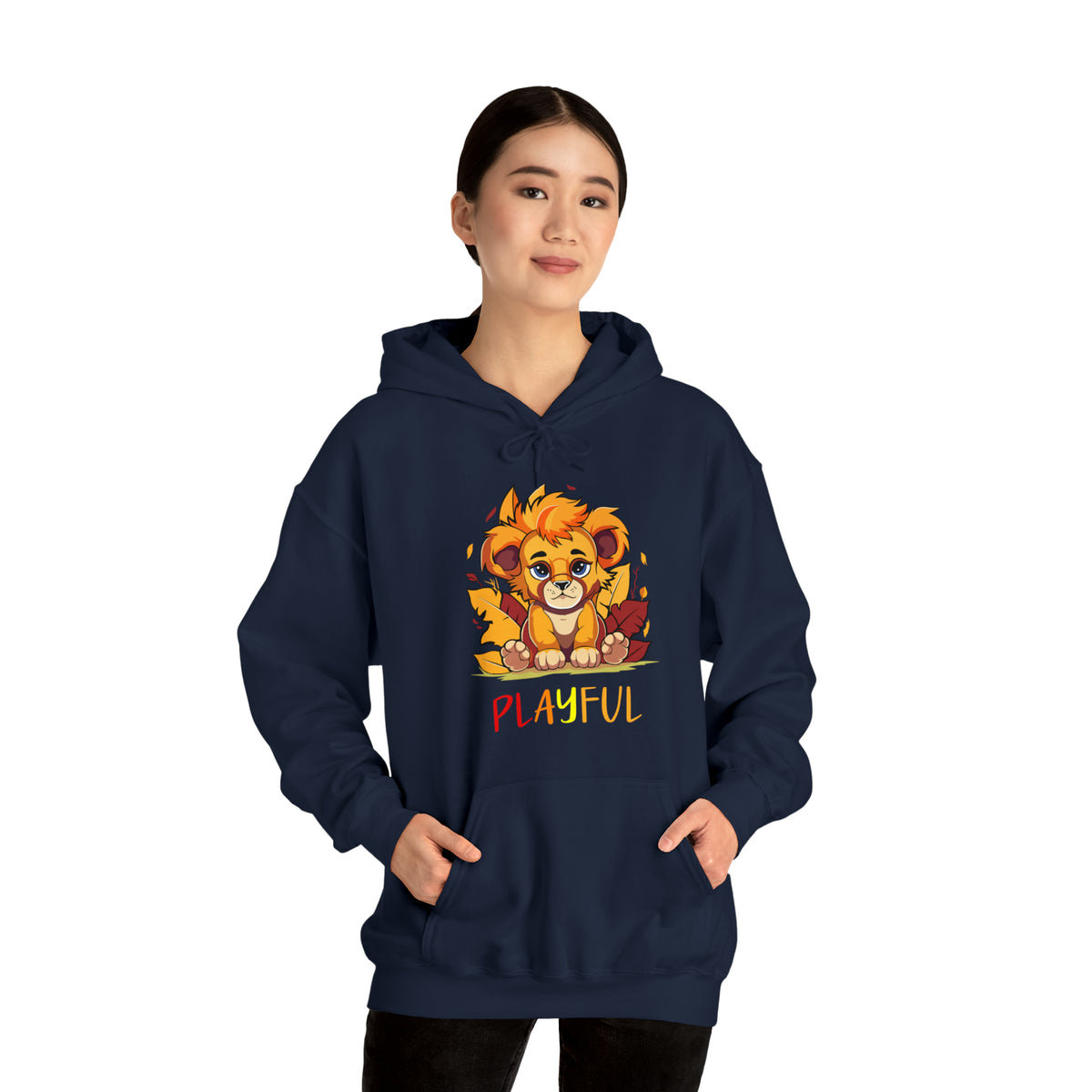 Playful Lion Cub Fall (Unisex) Heavy Blend™ Hooded Sweatshirt