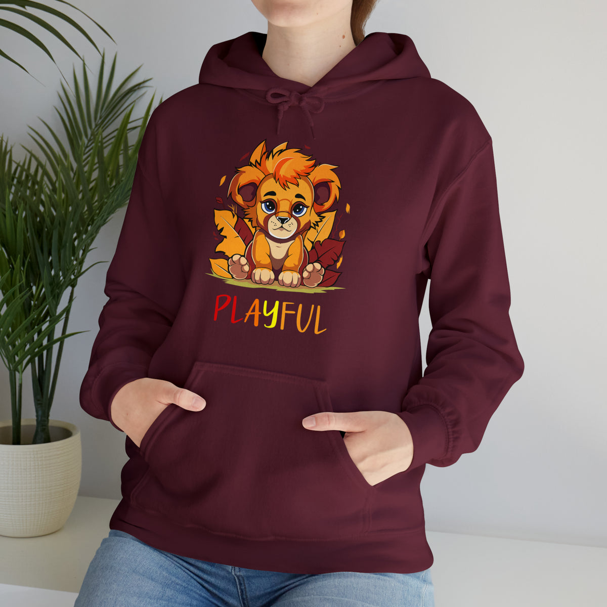 Playful Lion Cub Fall (Unisex) Heavy Blend™ Hooded Sweatshirt