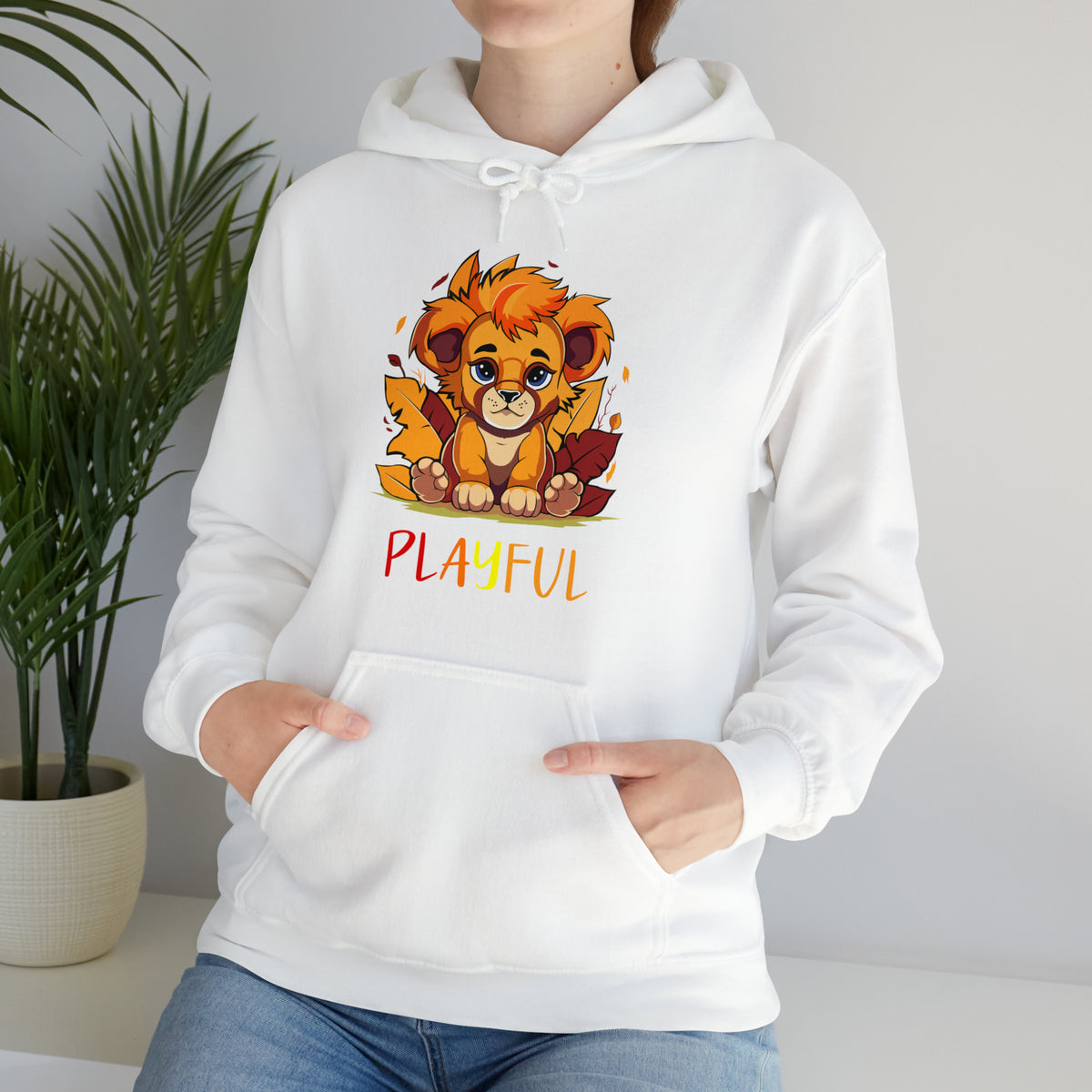 Playful Lion Cub Fall (Unisex) Heavy Blend™ Hooded Sweatshirt