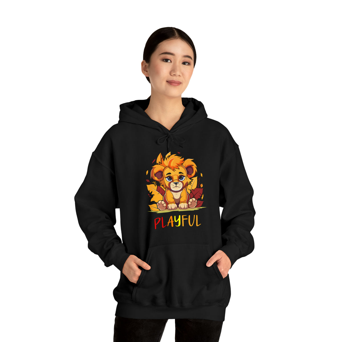 Playful Lion Cub Fall (Unisex) Heavy Blend™ Hooded Sweatshirt
