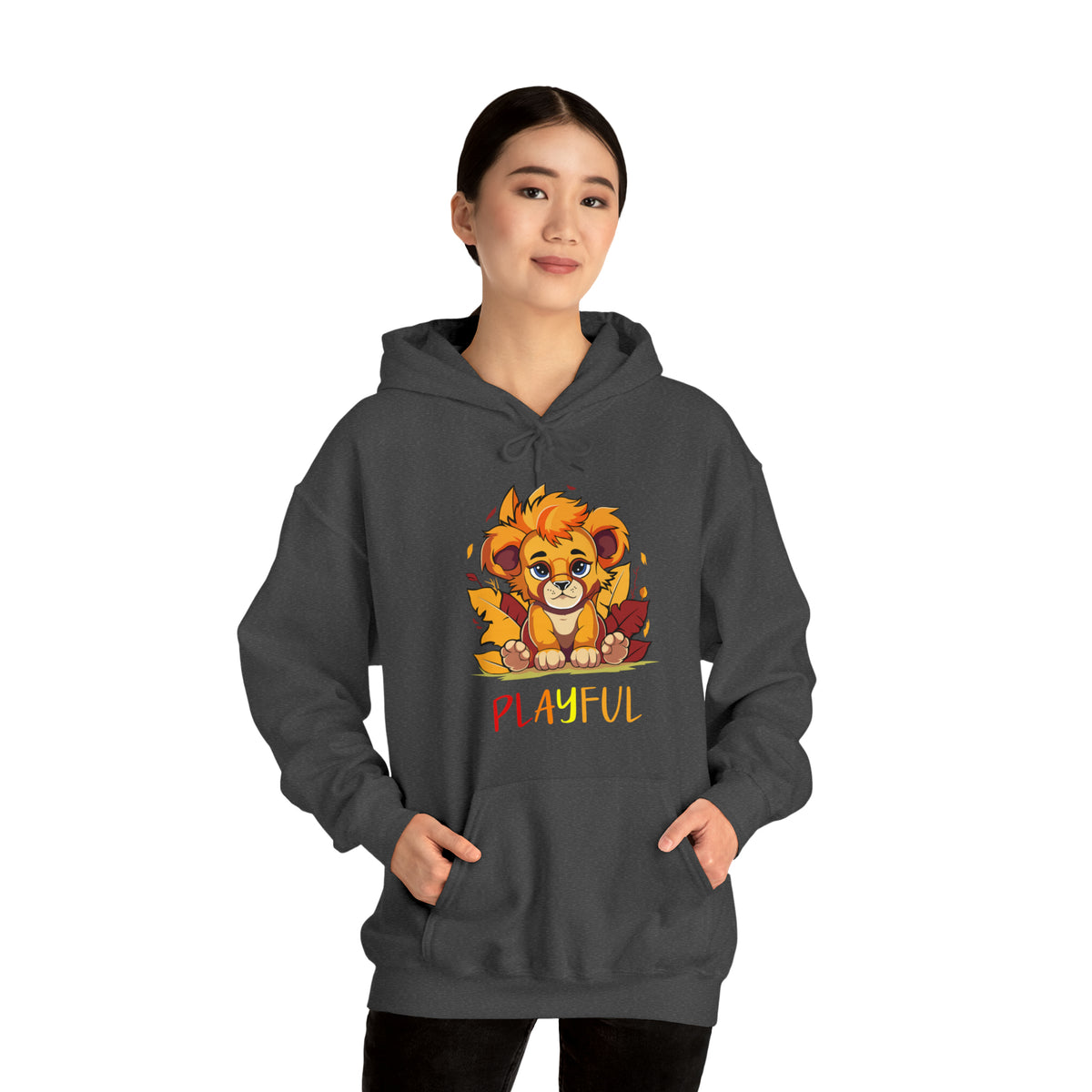 Playful Lion Cub Fall (Unisex) Heavy Blend™ Hooded Sweatshirt