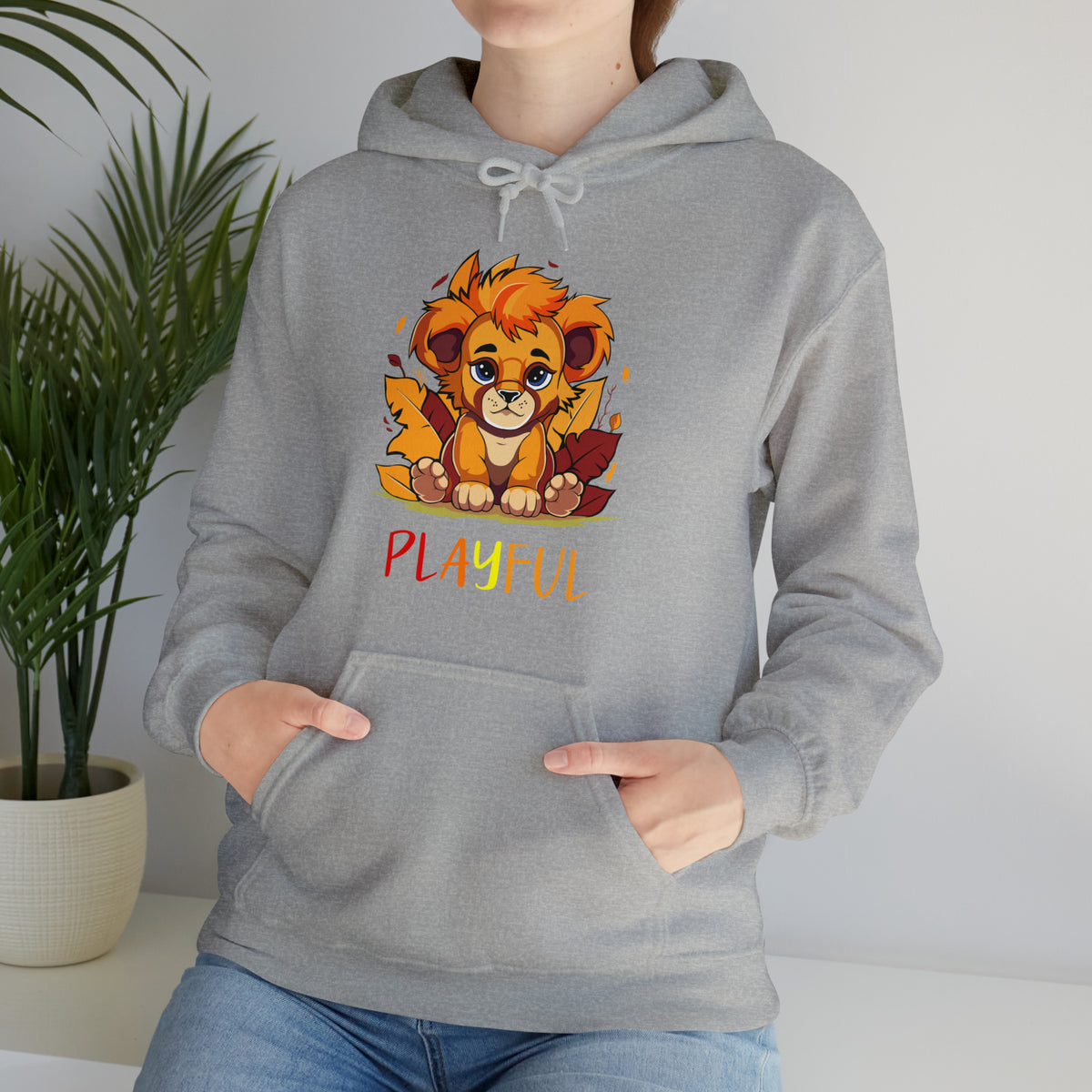 Playful Lion Cub Fall (Unisex) Heavy Blend™ Hooded Sweatshirt