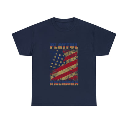 Playful Rustic American Flag (Unisex) Heavy Cotton Tee