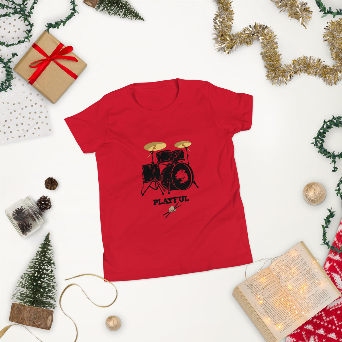 Playful Drummer Youth Short Sleeve T-Shirt