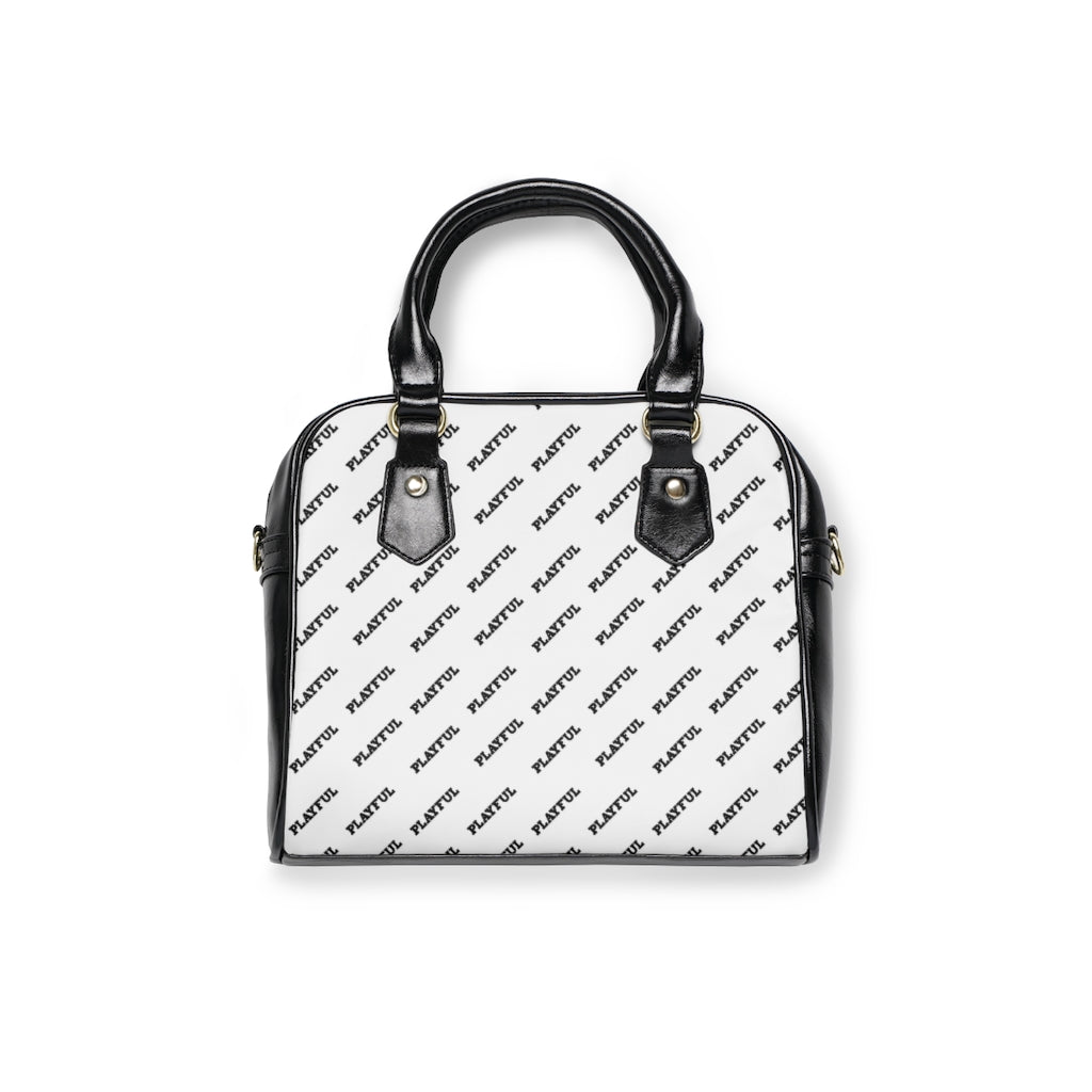 Playful White Leather AOP Shoulder Handbag II