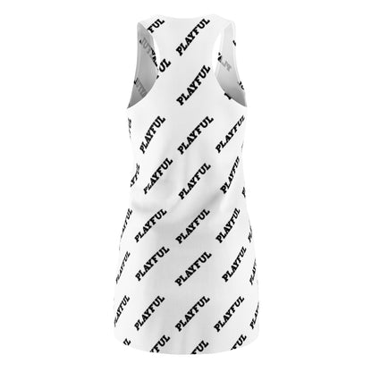 Playful Ladies White AOP Racerback Dress
