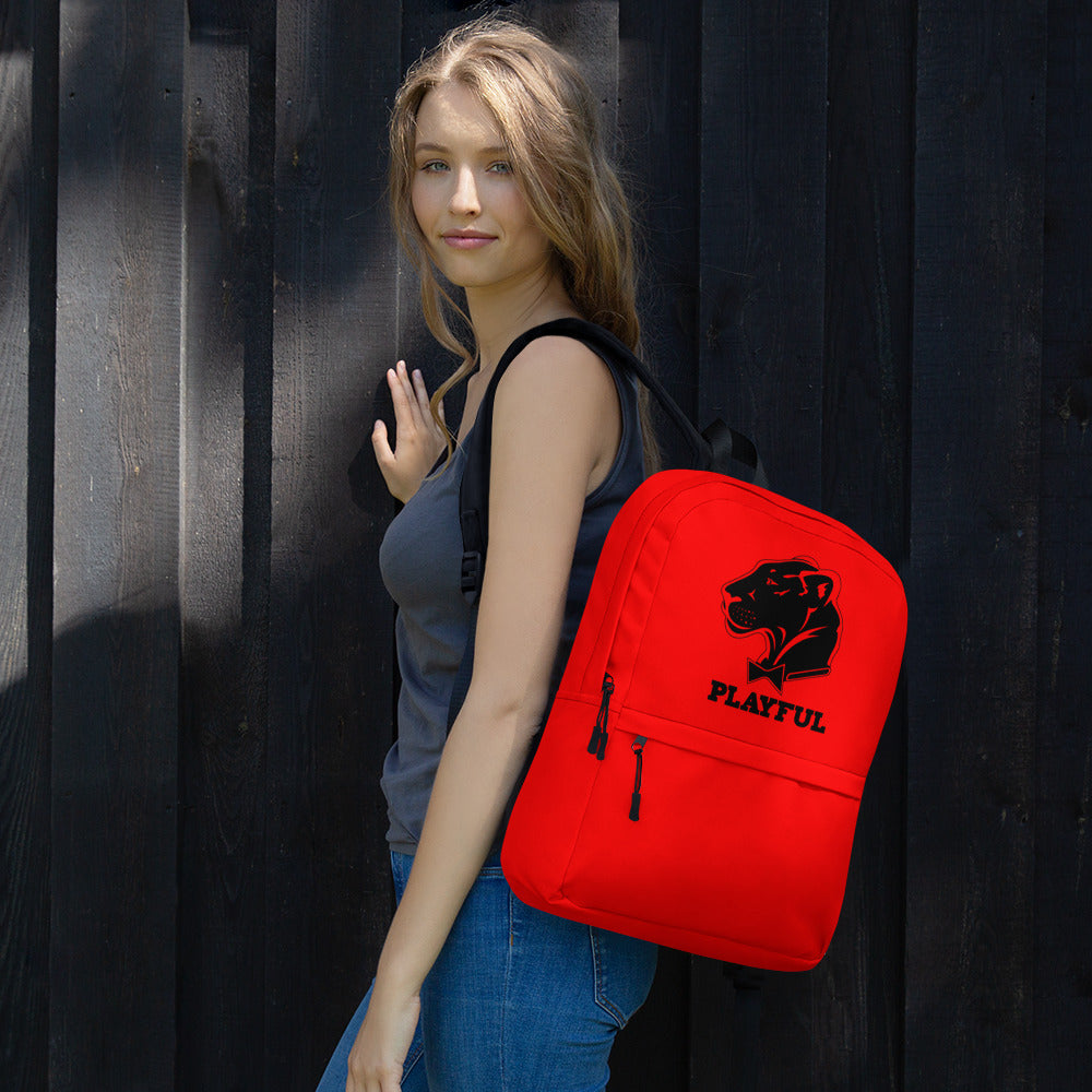 Playful Red/Black Logo Backpack