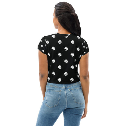 Playful Logo All-Over Print Crop Tee