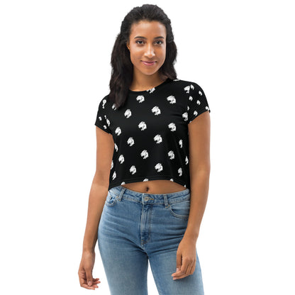 Playful Logo All-Over Print Crop Tee
