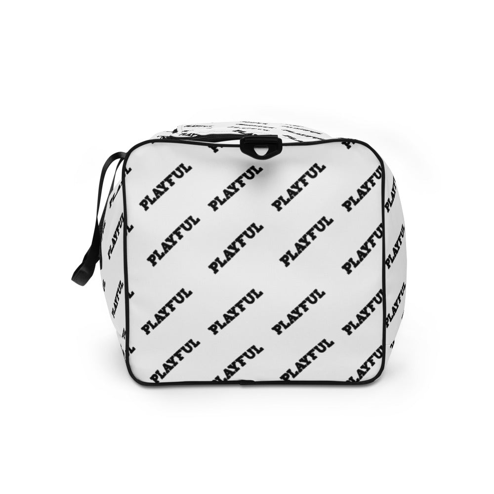 Playful White All Over Print Duffle bag