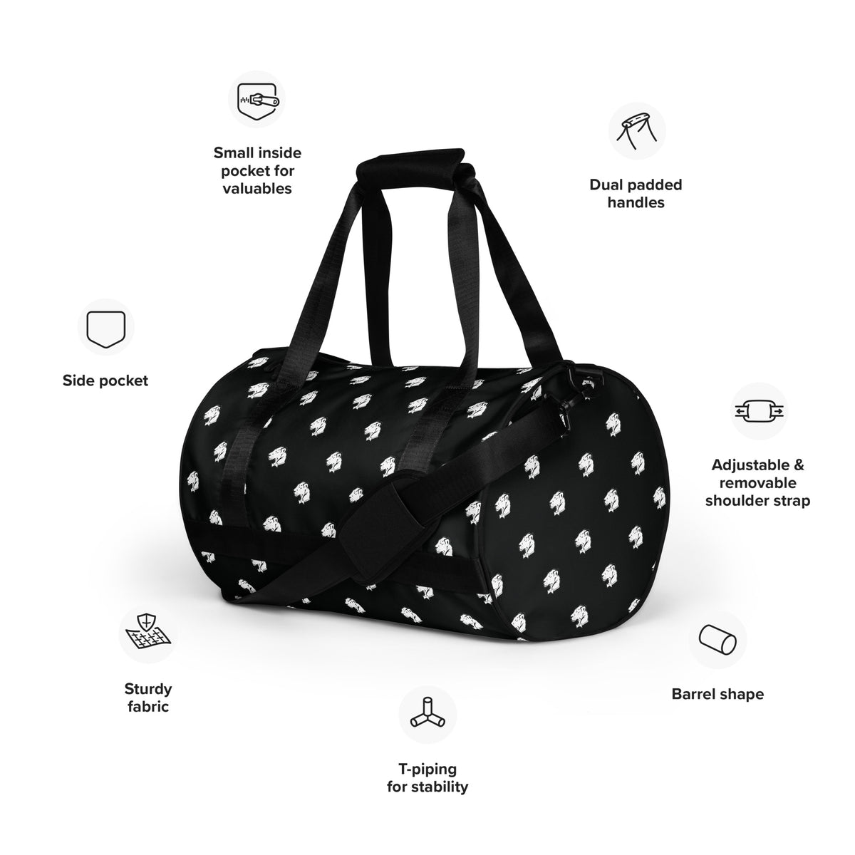 Playful Logo All Over Print Gym Bag