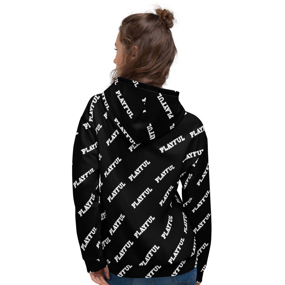 Playful Black All Over Print (Unisex) Hoodie