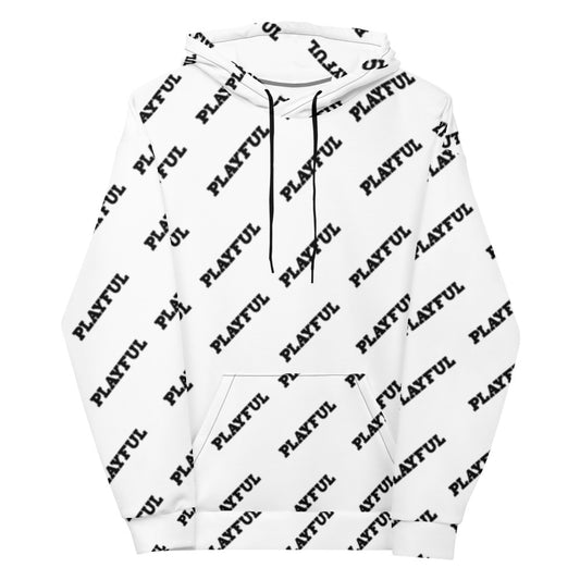 Playful White All Over Print (Unisex) Hoodie