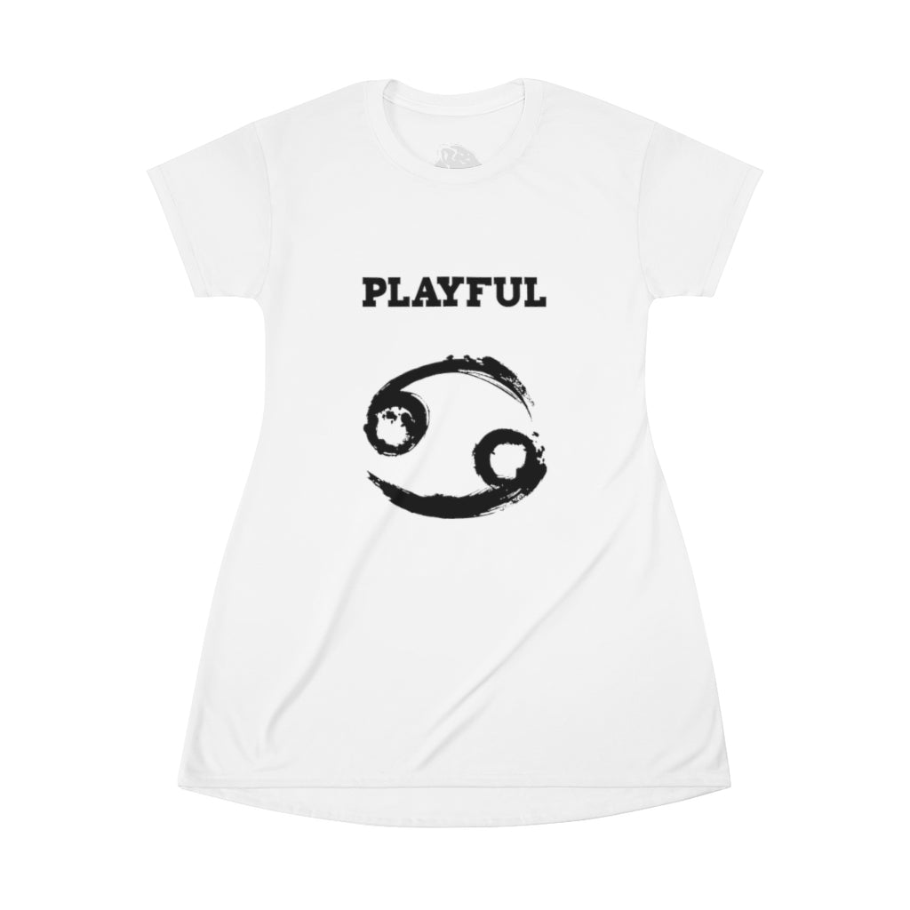 Playful Cancer (White/Black) T-Shirt Dress