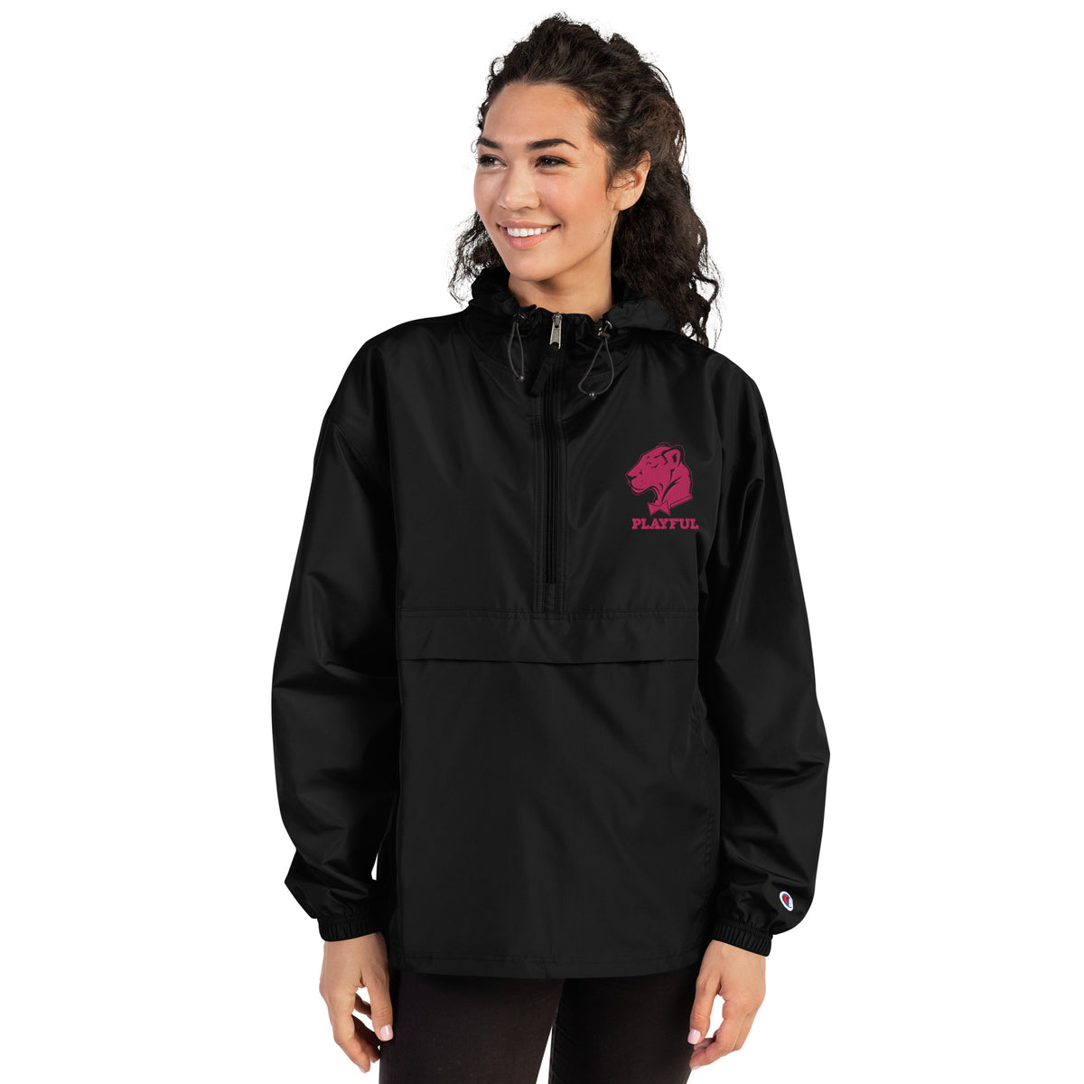 Playful X Champion Pink Logo Embroidered Packable Jacket