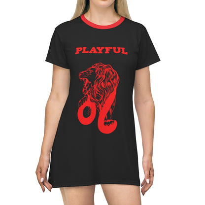 Playful Leo (Black/Red) T-Shirt Dress