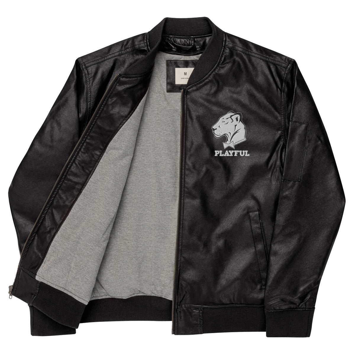 Playful Leather Bomber Jacket