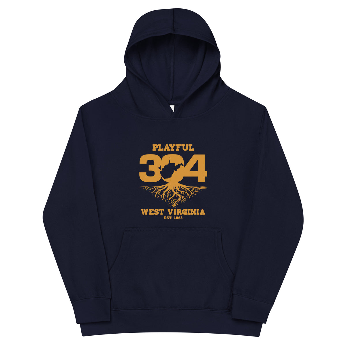 Playful WV - Gold Kids Fleece Hoodie