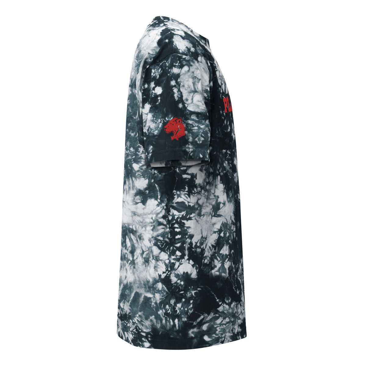 Playful Red Embroidered Oversized Tie-Dye Tee