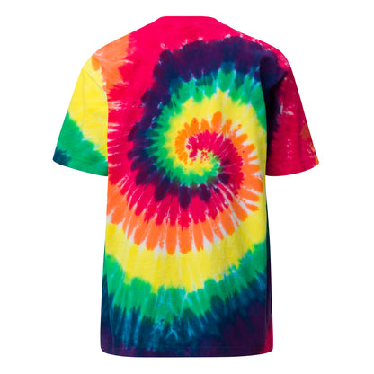 Playful Red Embroidered Oversized Tie-Dye Tee