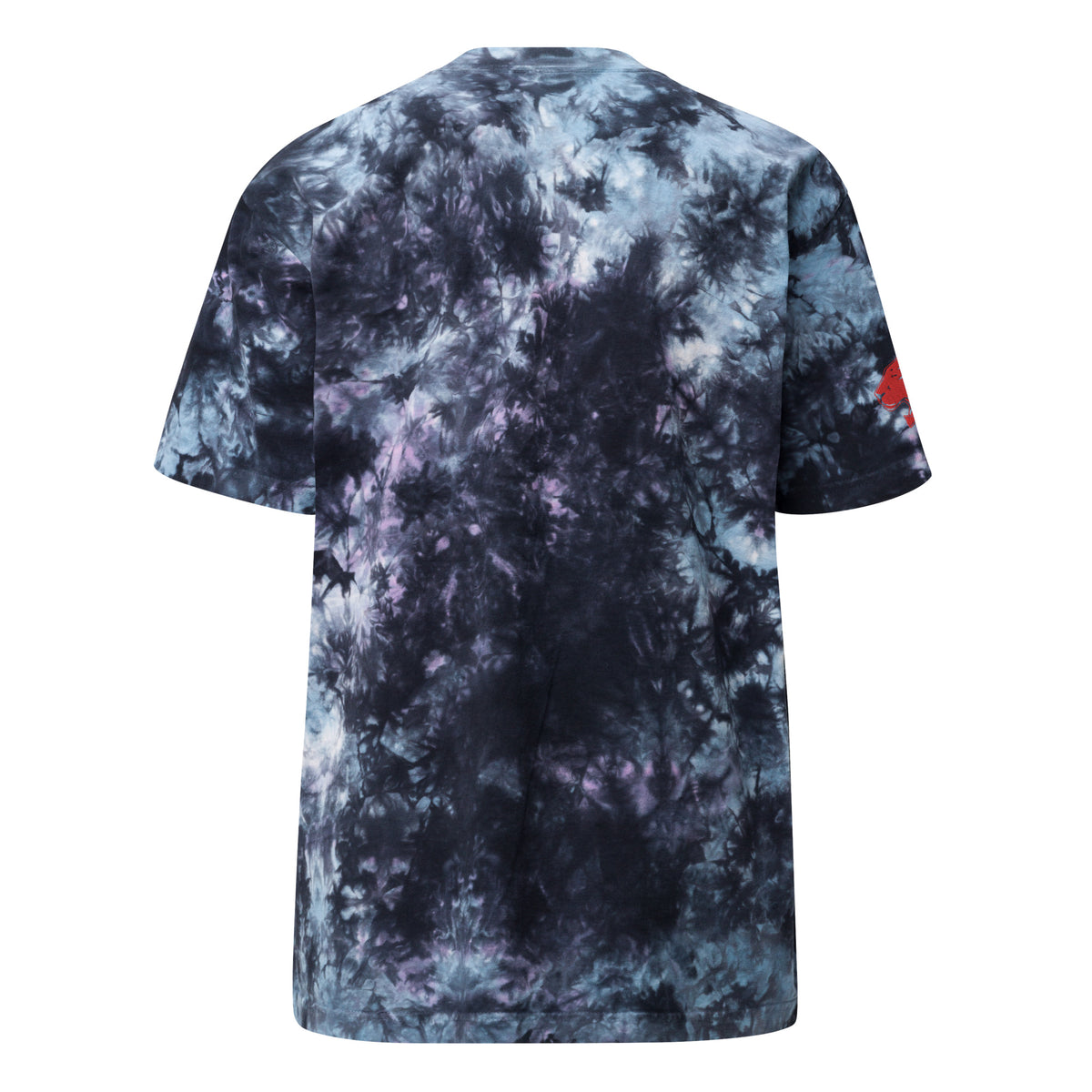 Playful Red Embroidered Oversized Tie-Dye Tee