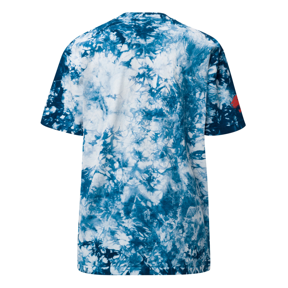 Playful Red Embroidered Oversized Tie-Dye Tee