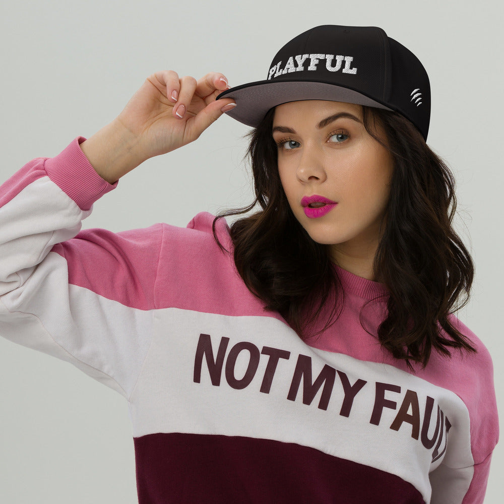 Playful Embroidered Snapback Hat