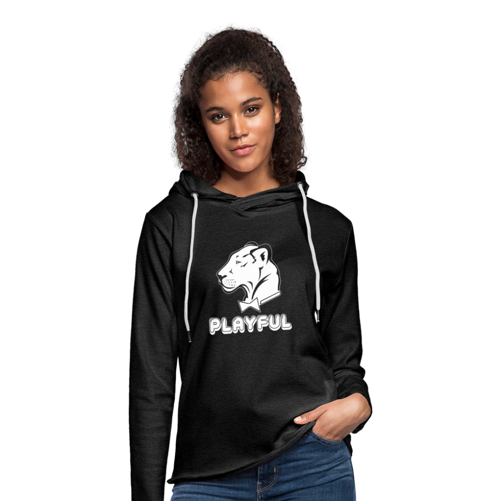 Playful Bubble White Logo (Unisex) Lightweight Terry Hoodie - charcoal grey