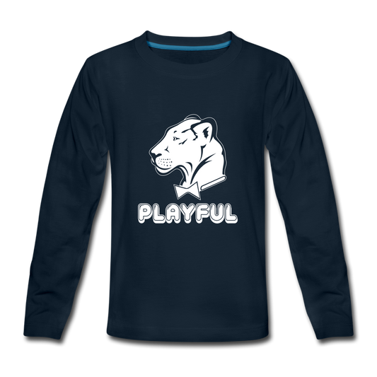 Playful Kids Navy Blue Premium Long Sleeve T-Shirt - deep navy