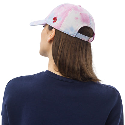 Playful Red Embroidered Tie Dye Hat