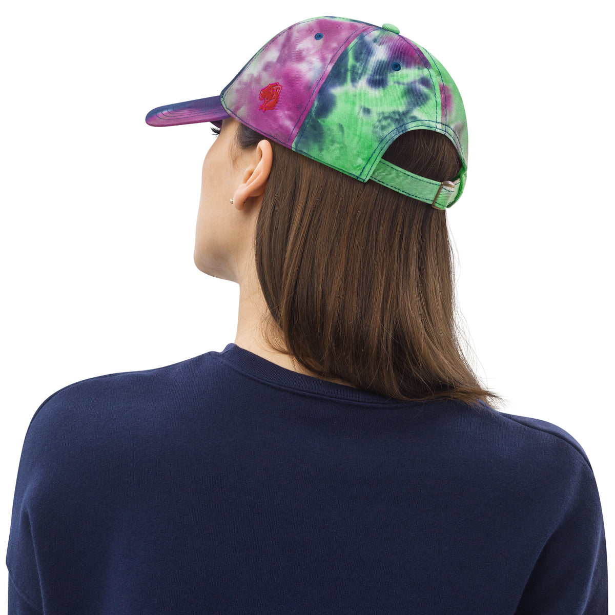 Playful Red Embroidered Tie Dye Hat