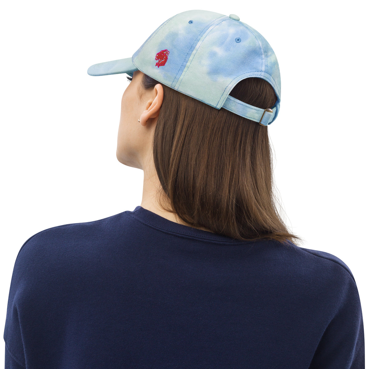 Playful Red Embroidered Tie Dye Hat
