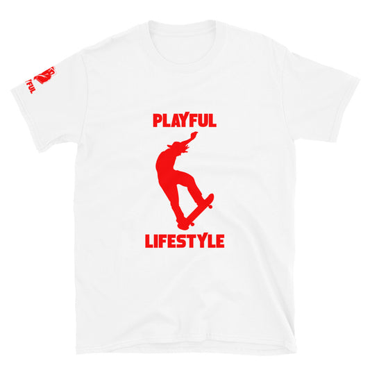 Playful Skateboarder (Red) (Unisex) T-Shirt
