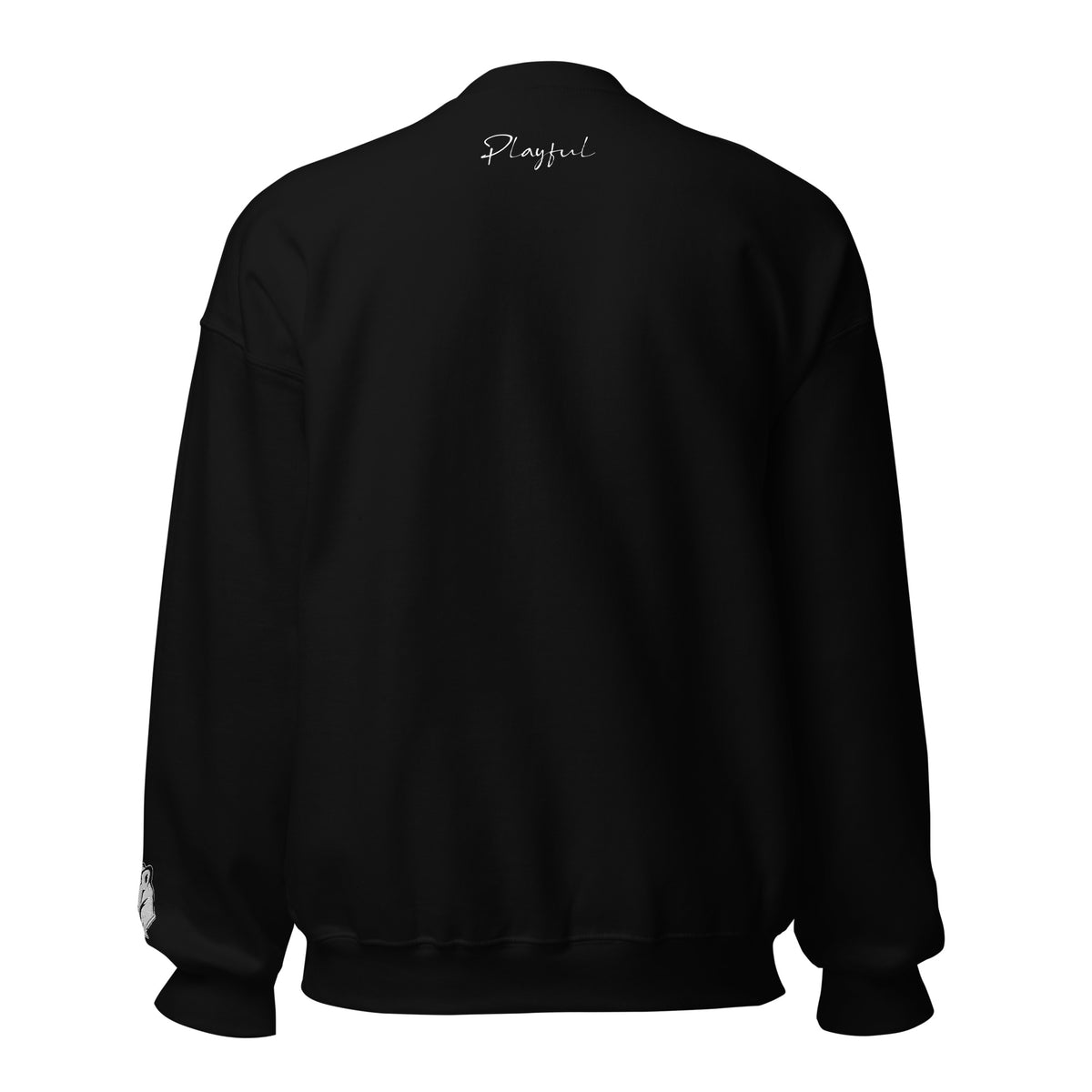 Playful White Embroidered Signnature (Unisex) Sweatshirt