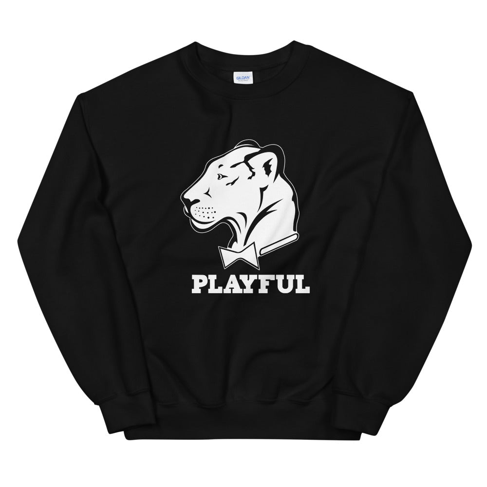 Playful Solid White Logo (Unisex) Sweatshirt