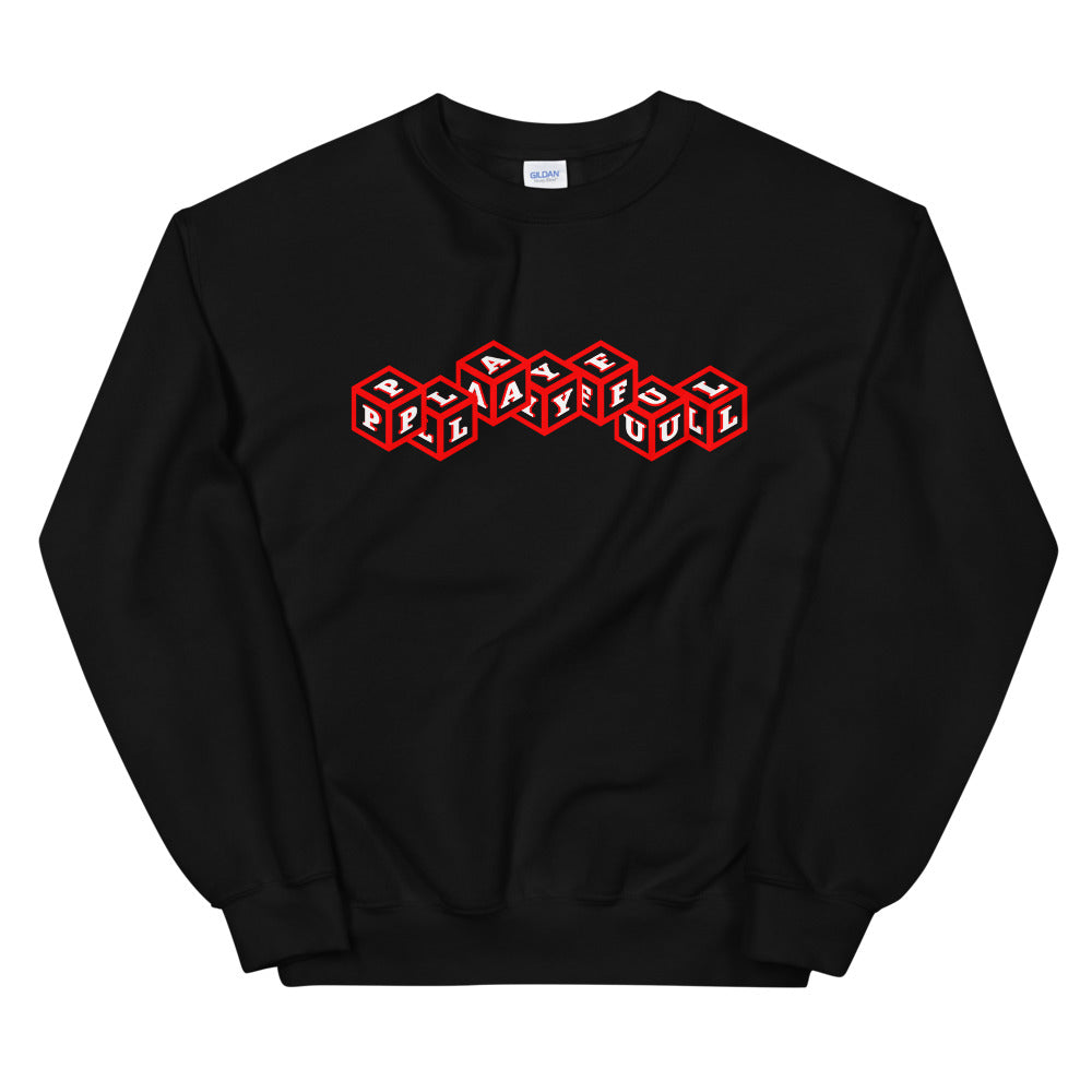 Playful 3D 3x Playful Red & White (Unisex) Sweatshirt