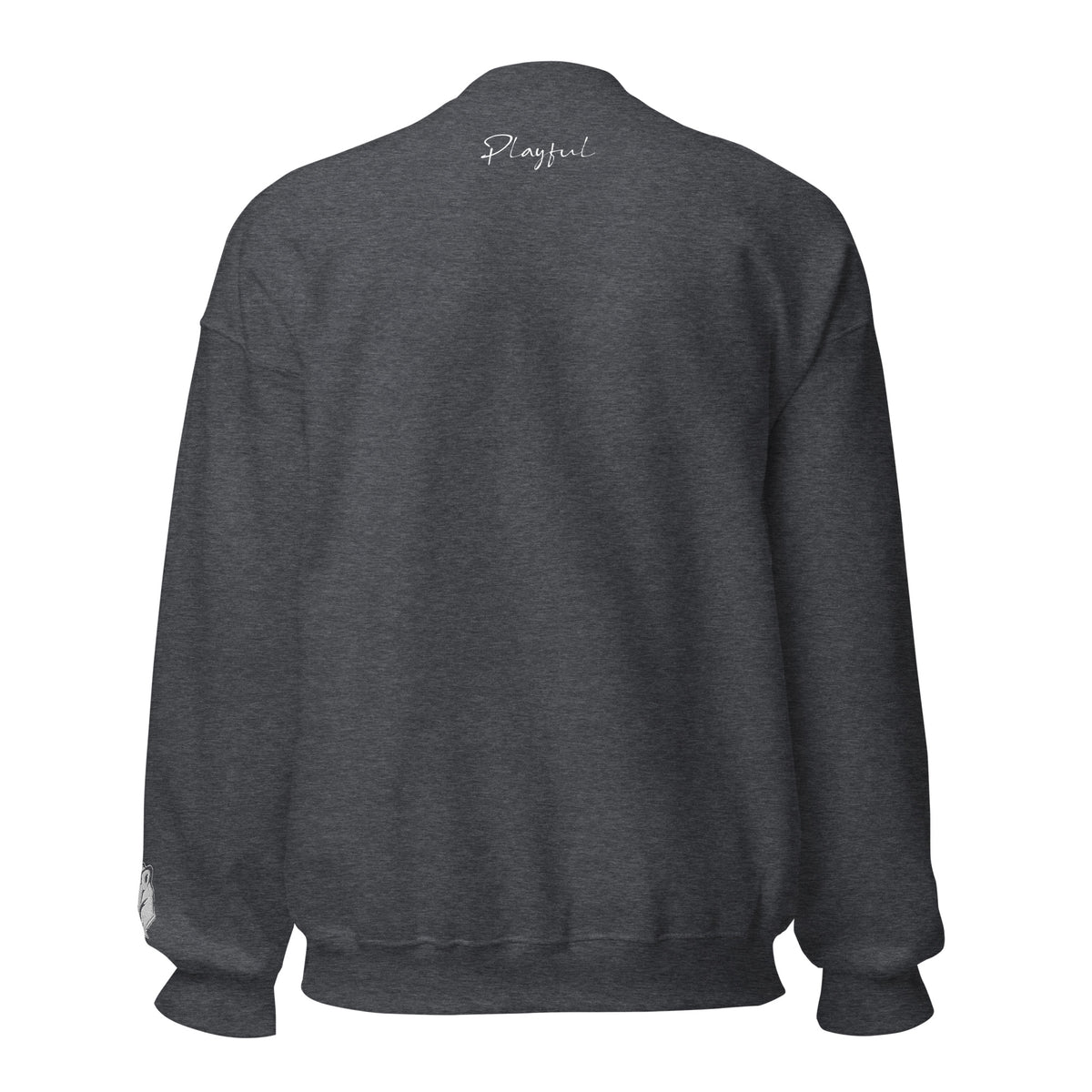 Playful White Embroidered Signnature (Unisex) Sweatshirt