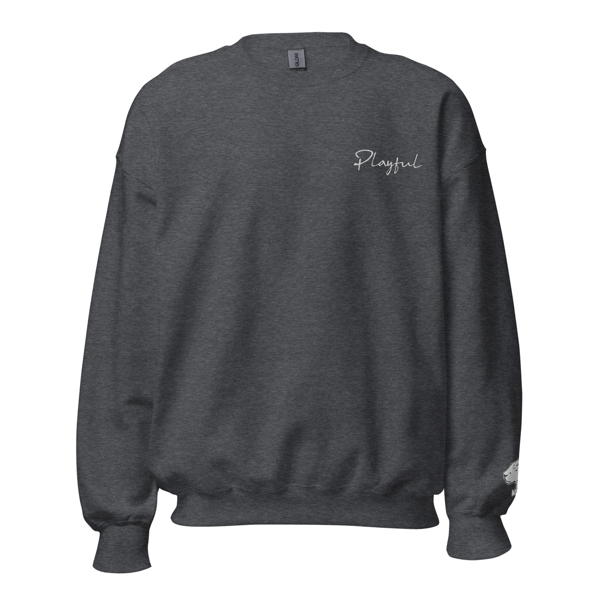 Playful White Embroidered Signnature (Unisex) Sweatshirt