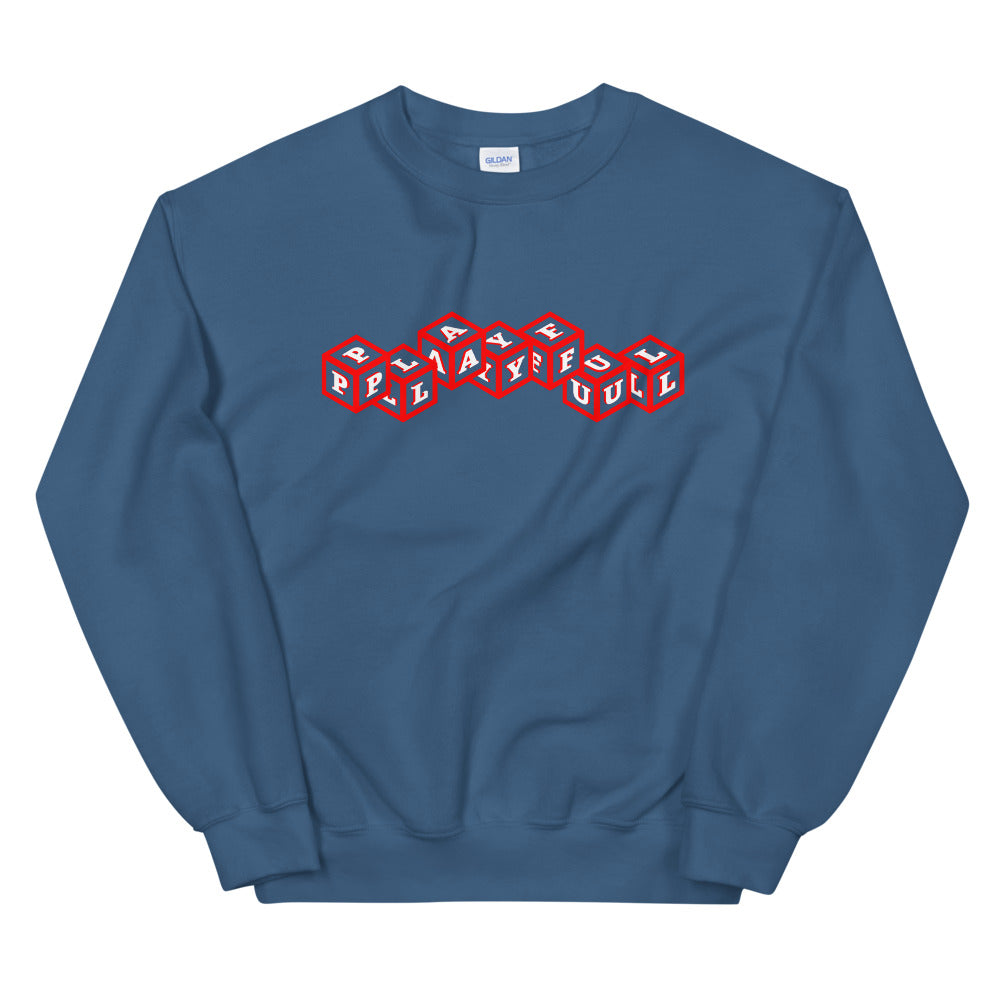 Playful 3D 3x Playful Red & White (Unisex) Sweatshirt