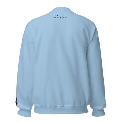 Playful Black Embroidered Signature (Unisex) Sweatshirt