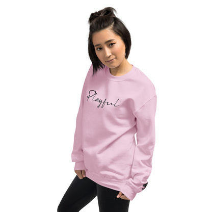 Playful Black Embroidered Signature (Unisex) Sweatshirt