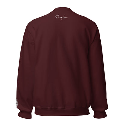 Playful White Embroidered Signature (Unisex) Sweatshirt